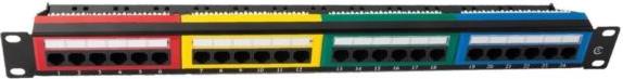 NaviaTec CAT6 Unshielded Colorful Patch Panel with Back Bar, 1U