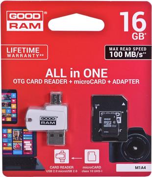 GOODRAM 16GB microSDHC class 10 UHS I + adapter + czytnik