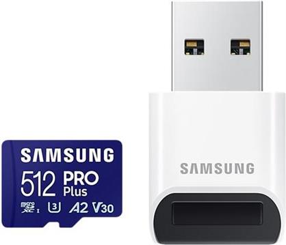 Samsung Pro PLUS microSDXC 512GB UHS-I U3 [Zapis 130MB/s Odczyt 180MB/s] z czytnikiem