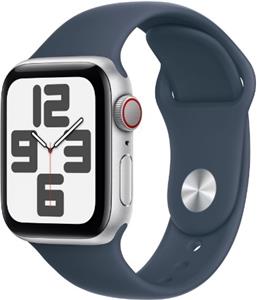 Apple Watch SE GPS+Cellular 40mm aluminium srebrna | Sztormowy Błękit pasek sportowy S/M