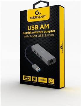 GEMBIRD Adapter USB-AM do LAN Hub USB