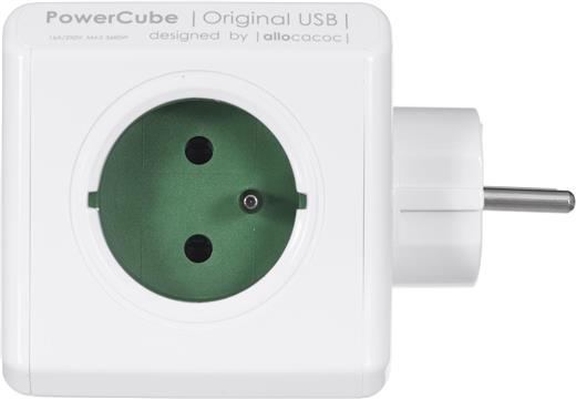 PowerCube Original 4 gniazda 2x USB zelena