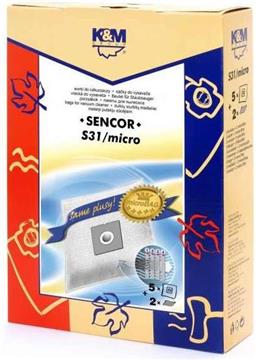 Worki K&M S31 MICRO Sencor SVC45 RD/WH 5szt + 2 filtry