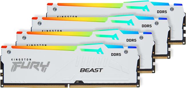 Kingston DRAM 64GB 5600MT/s DDR5 CL40 DIMM (Kit of 4) FURY Beast White RGB XMP EAN: 740617335064