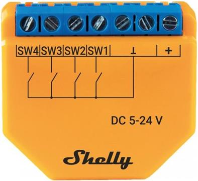 Home Shelly Relais "Plus i4 DC" WLAN Szenenaktivierer BT Unterputz