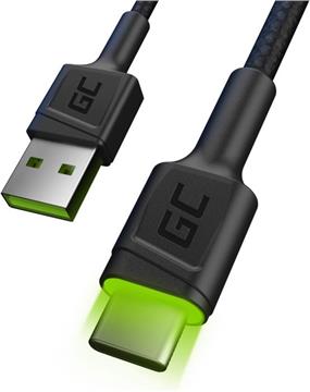 KAB USB > USB-C (ST - ST) 2m Green Cell Backlight Green LED Black