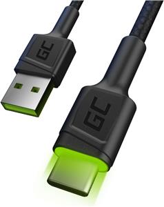 KAB USB > USB-C (ST-ST) 1,2m Green Cell Backlight Green LED Black