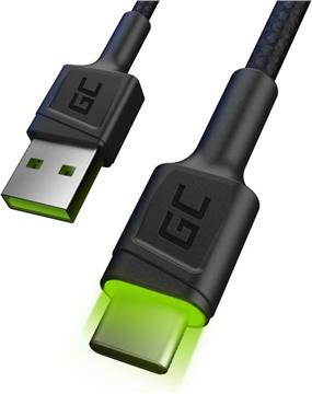 KAB USB > USB-C (ST-ST) 1,2m Green Cell Backlight Green LED Black