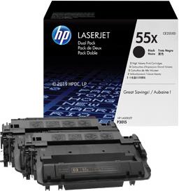 TON HP Toner 55X CE255XD Schwarz Hohe Kapazität Doppelpack