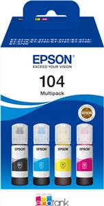 TIN Epson Tinte 104 EcoTank C13T00P640 4er Multipack (BKMCY) bis zu 7.500 Seiten