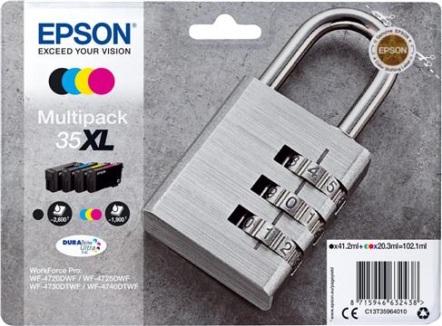 TIN Epson Tinte 35XL C13T35964010 4er Multipack (BKMCY) bis zu 1.900 Seiten