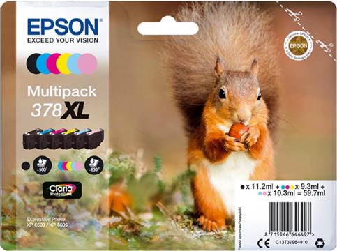 TIN Epson Tinte 378XL C13T37984010 Multipack (BKMCY/Hellmagenta/Hellcyan) 6er bis zu 830 Seiten
