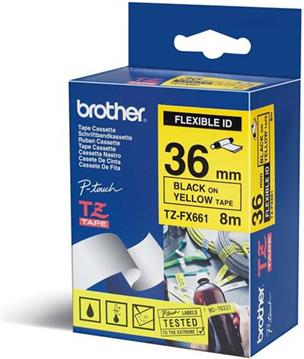 Brother Flexitape TZe-FX661 - 36 mm x 8 m - Black on Yellow