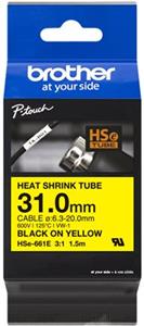 Brother Heat Shrink Tubing P-Touch HSe-661E - 31 mm x 1.5 m - Black on Yellow