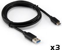 SBOX kabel USB 3.0 - USB tip C, 1m, crni, 3 kom