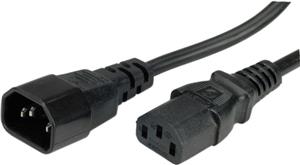 Roline naponski kabel PC-Monitor, IEC320 C14-C13 10A, M/F, 1m, crni