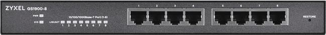 Zyxel Switch 8x GbE GS1900-8 smart switch,desktop,fanless