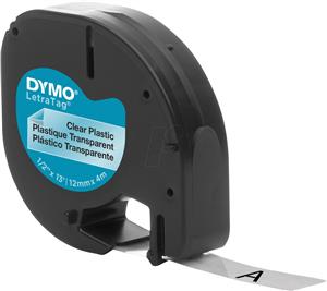 DYMO LetraTag-Band, plastika 12mm x 4m crna->prozirna