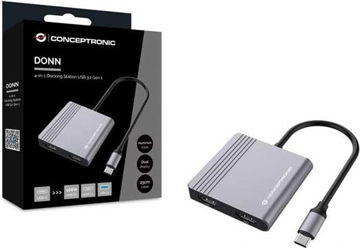 CONCEPTRONIC Dock USB-C->2xHDMI,1xUSB3.0,100WPD 0.25m gr