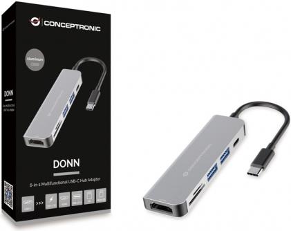 CONCEPTRONIC Dock USB-C->HDMI,2xUSB3.0,SD,100WPD 4K60Hz gr