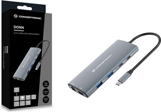 CONCEPTRONIC Dock USB-C->HDMI,GbE,USB-C+3.0,SD,60WPD0.15m gr