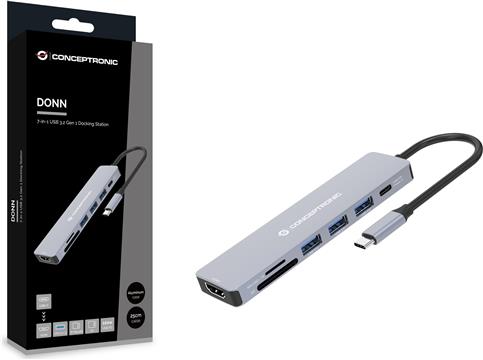 CONCEPTRONIC Dock USB-C->HDMI,USB3.0,100WPD 7-in-1 0.25m