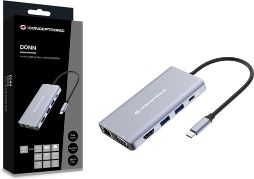 CONCEPTRONIC Dock USB-C->HDMI,USB3.0,100WPD 10-in-1 0.25m