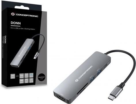 CONCEPTRONIC Dock USB-C->HDMI,USB3.0/2.0,SD/TF,60WPD 0.12mgr