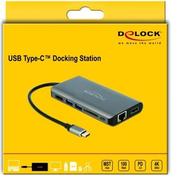 DELOCK USB-C Dockingstation 4K-HDMI/DP/USB3.0/SD/LAN/PD 3.0