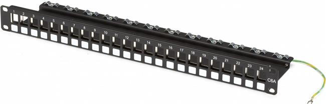 INTELLINET 19" 24-port Cat6a patch panel FTP 0.5 HE black