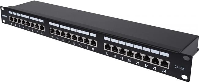 INTELLINET 24-Port Cat6a Patch Panel FTP 1U gray