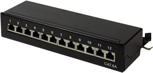 Patch Panel Desktop Cat.6A, STP, 12 ports, RAL 9005 black