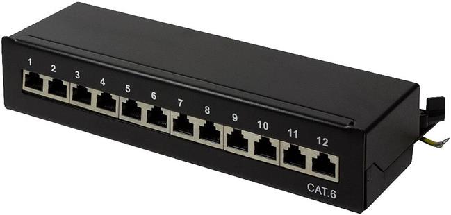 Patch Panel Desktop/Wall Cat.6 STP 12 Ports, Black