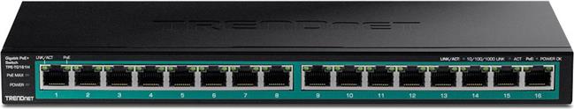 TRENDnet 16-Port Gigabit PoE+ Switch(123W)