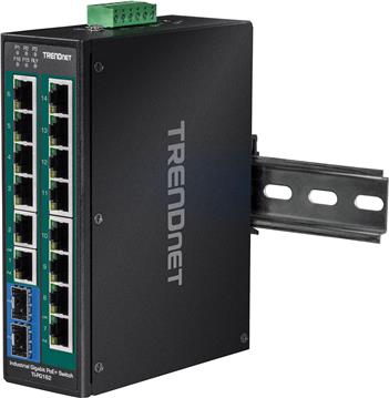 TRENDnet Industrie Switch 16Port Gbit PoE+ Metall DIN-Rail