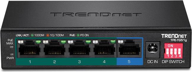 TRENDnet Switch 5-Port Gbit PoE+ 60W