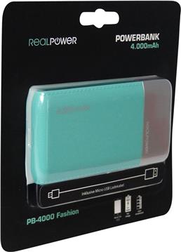 RealPower Powerbank PB-4000 Fashion Lake Blue 4.000mAh