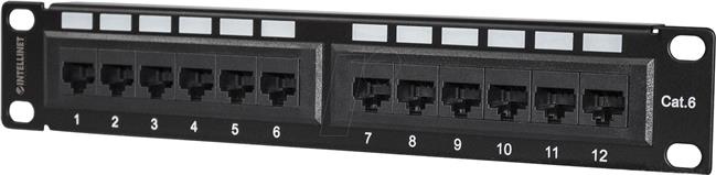 1U, 12 Port, Unshielded, Black