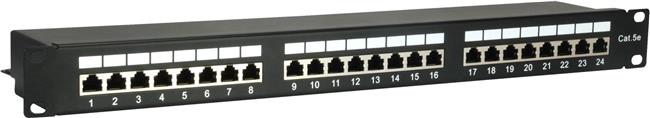 24-Port Cat.5e Shielded Patch Panel, Black