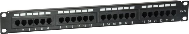 48.26 cm (19") , 1U, 24x RJ45, Cat.5e, Black