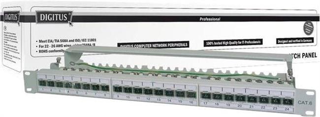 CAT 6a Class EA patch panel, shielded, 24 ports