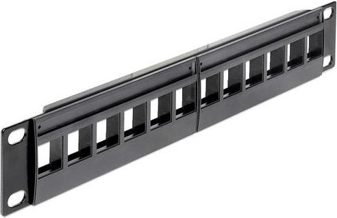 DELOCK Patchpanel 1HE 12 Keystone Ports schwarz