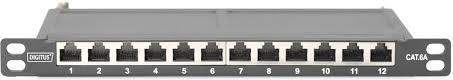 DIGITUS Cat.6A Slim Patchpanel,geschirmt,12-Port,0,5HE,10"sw