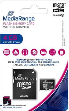 Micro SDHC Card 4GB Class 10 with SD adaptor