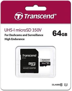 SD microSD Card 64GB Transcend SDXC USD350V w/Adapter