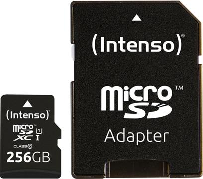 SD MicroSD Card 256GB Intenso SDXC UHS-I Class10