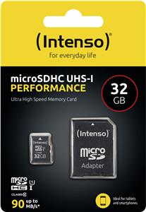 SD MicroSD Card 32GB Intenso SD-HC UHS-I inkl. SD- Adapter retail