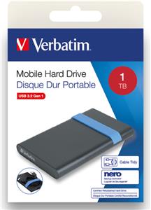 Verbatim 2.5" SmartDisk 1TB SSD, USB3.2 Gen1, crni