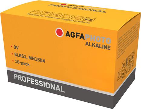 AgfaPhoto Batterie Alkaline Professional -9V E-Block 10St.