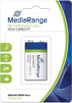 MediaRange High capacity rechargeable NiMH Accu, E-Block|6HR61/HR22|9V